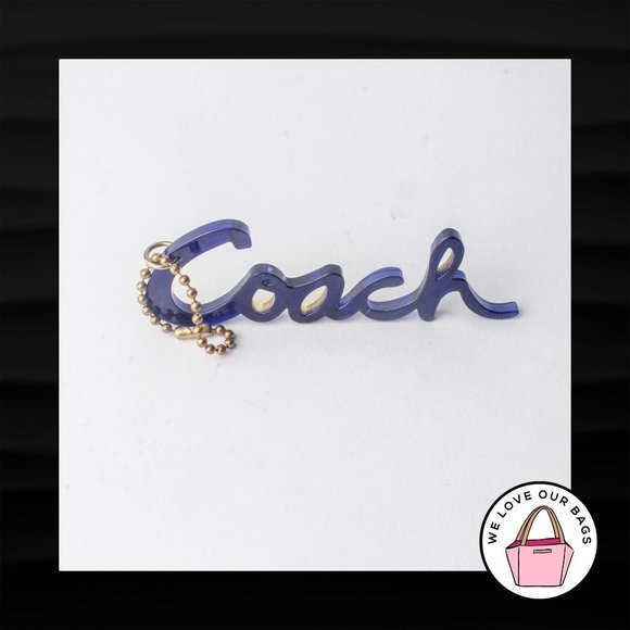 LTD ED 4.5" COACH POPPY SCRIPT BLUE PLASTIC KEYFOB